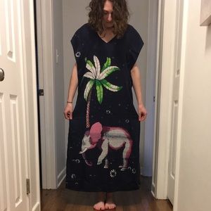 NWOT Silk Tori Richard Elephant Print Kaftan